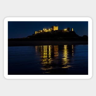 Night Reflections Of Bamburgh Castle Sticker